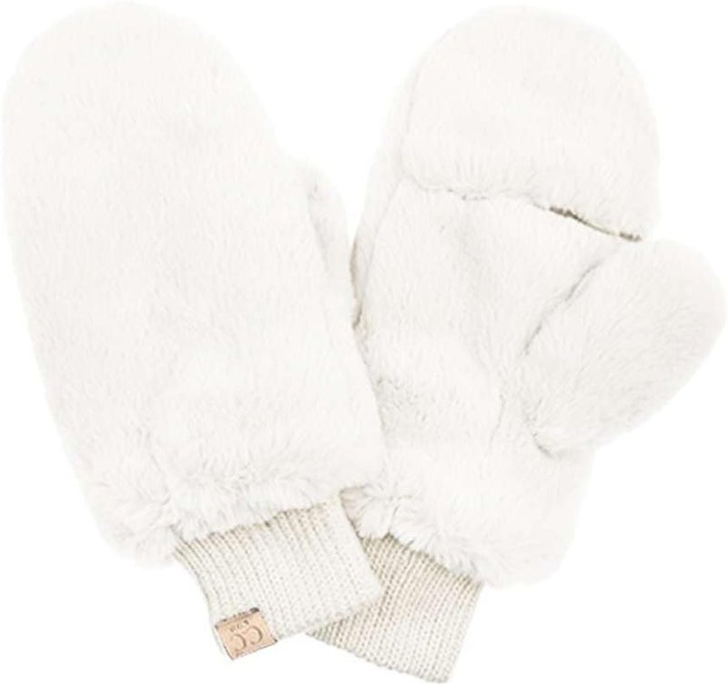 Cc Kids Faux Fur Sherpa Lined Convertible Mittens - Image 1